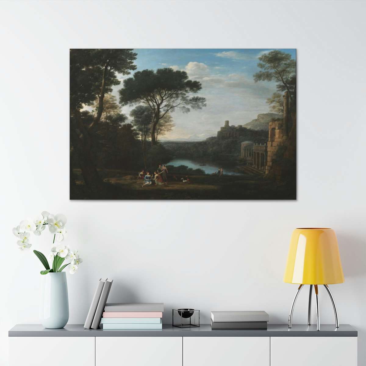 Landscape with the Nymph Egeria by Claude Lorrain Restoration Era Art Famous Wall Art Antique Academia Aesthetic Painting Canvas Wall Decor