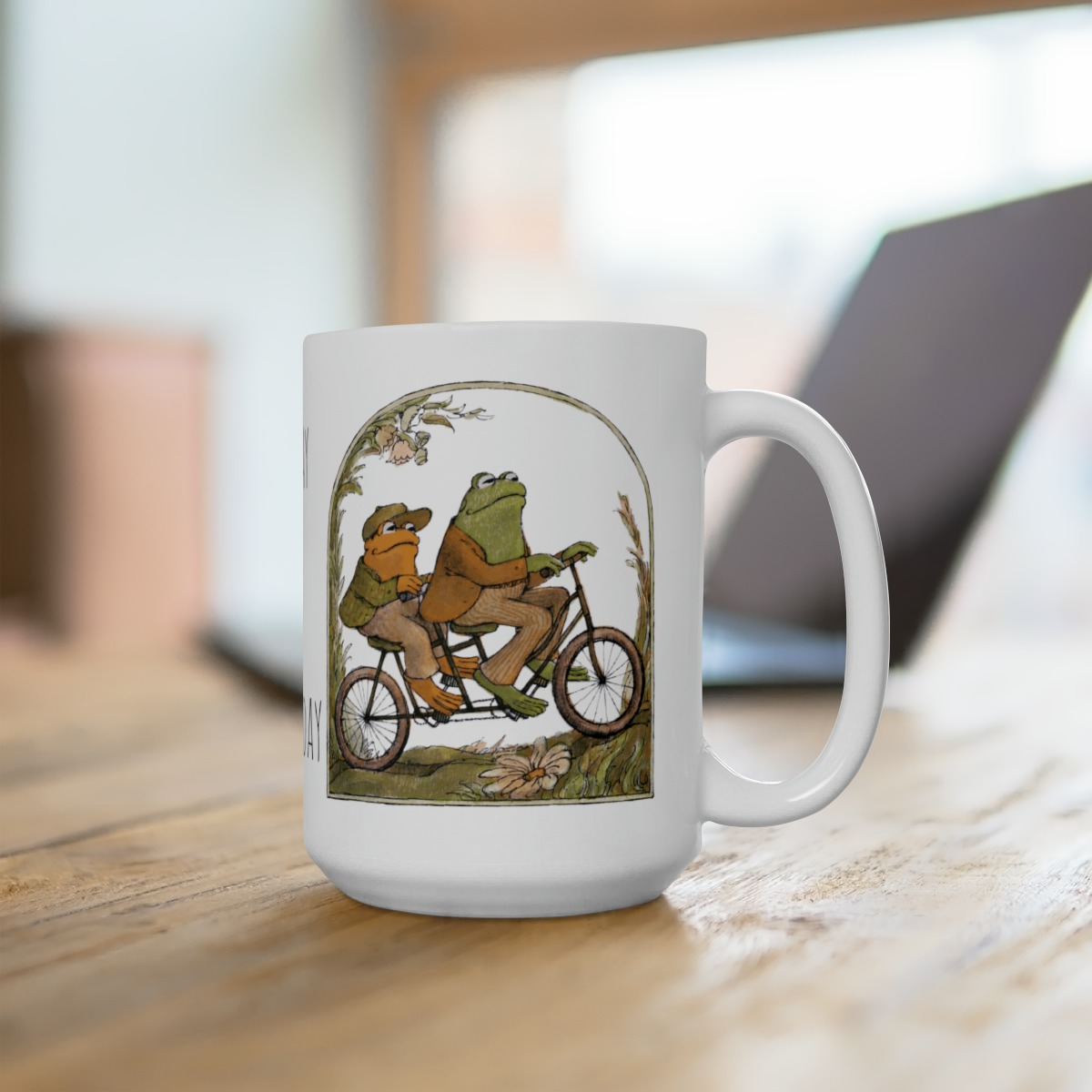 Frog And Toad Mug Ceramic Mug 15oz Large Cup, Today Is A Good Day Phrase  Cottagecore Design, Durable Ceramic