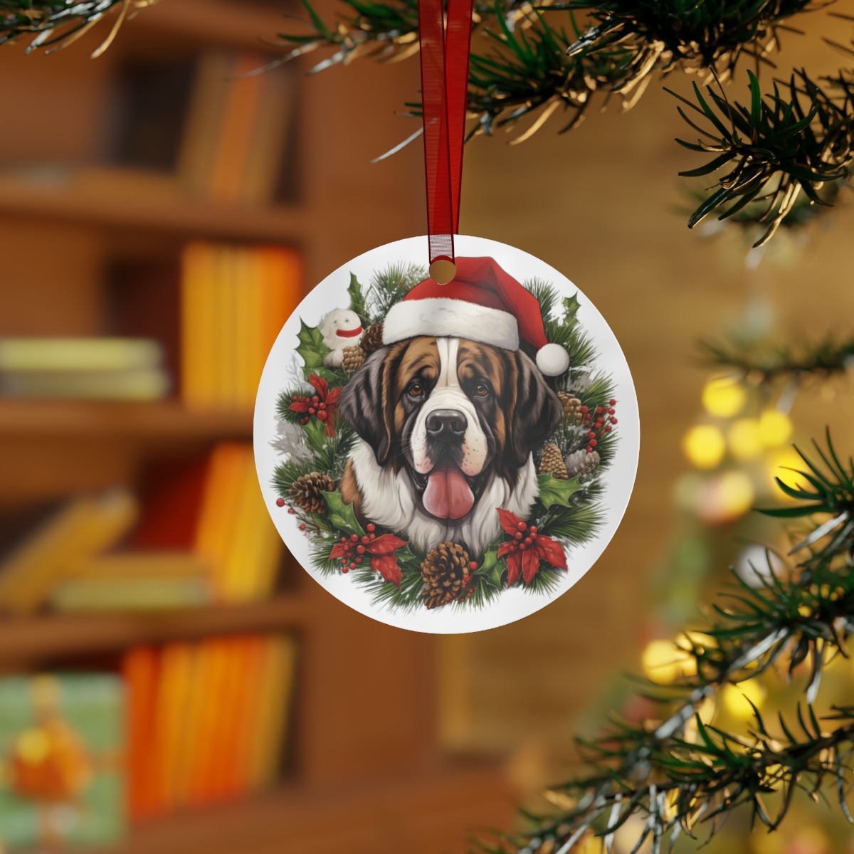 Breed Specific Round Christmas オーナメント セントバーナード